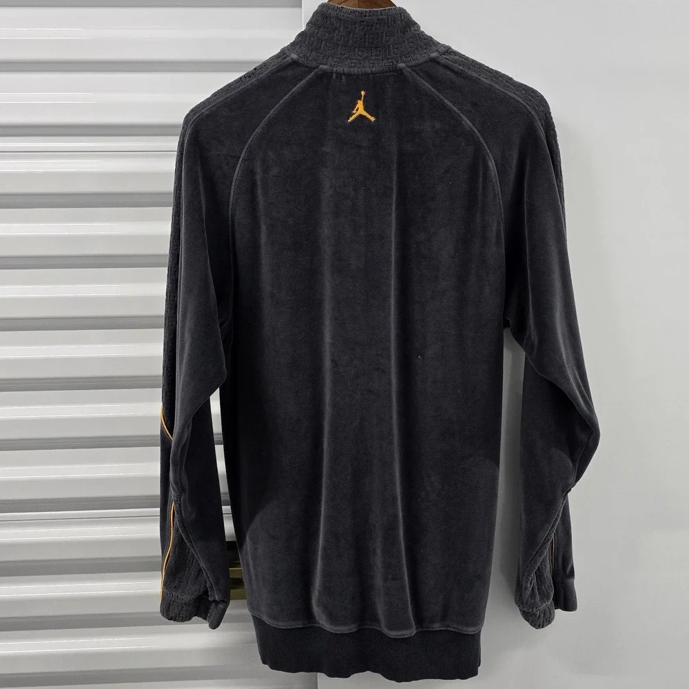 Nike Air Jordan Melo Velour Track Jacket Gray Orange Full Zip Men's Small
